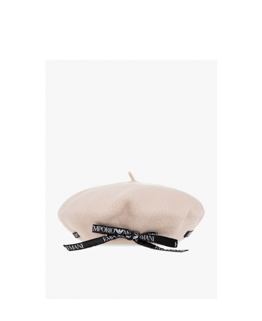 Emporio Armani Logo-strap Detail Beret In Nude