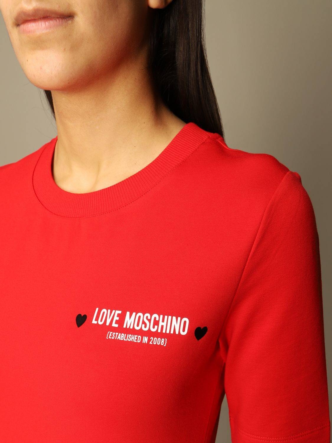 Moschino Logo Printed T-shirt Dress In Red