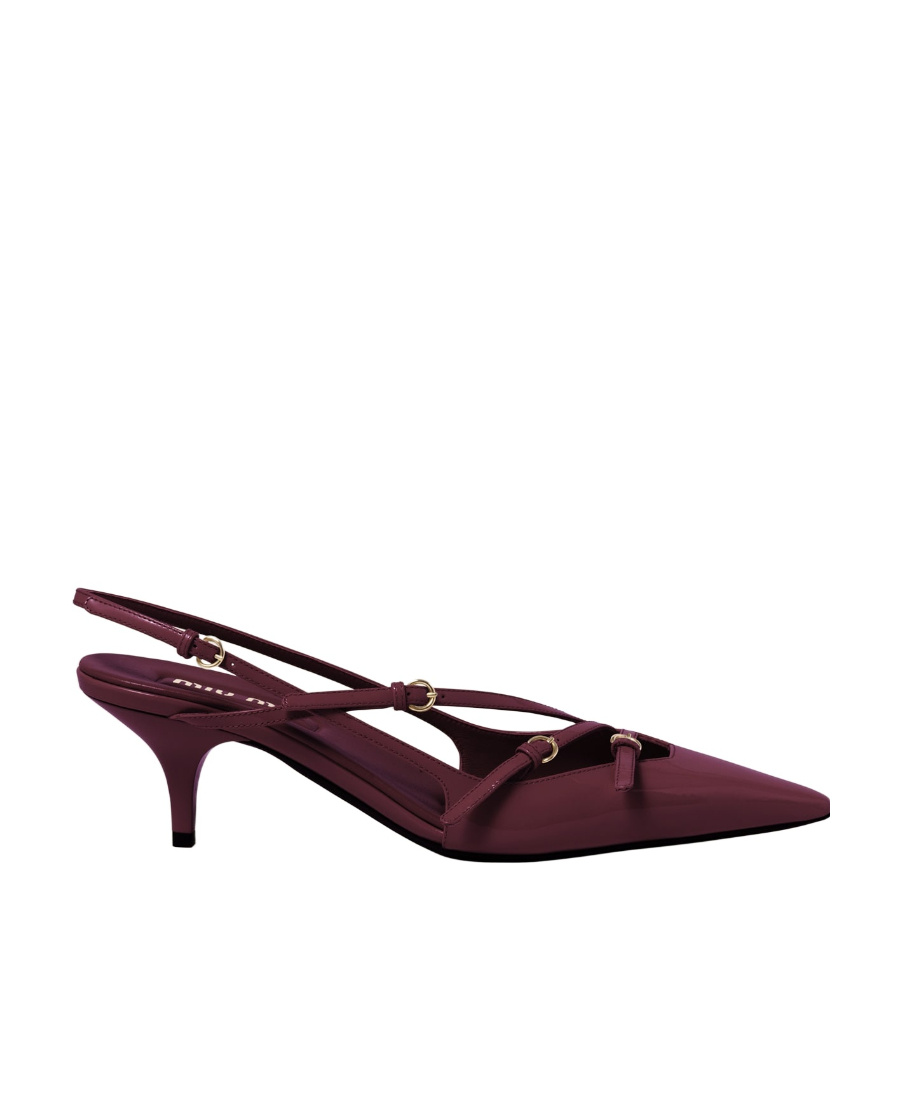 Miu Miu Patent Leather Slingbacks With Buckles In Red