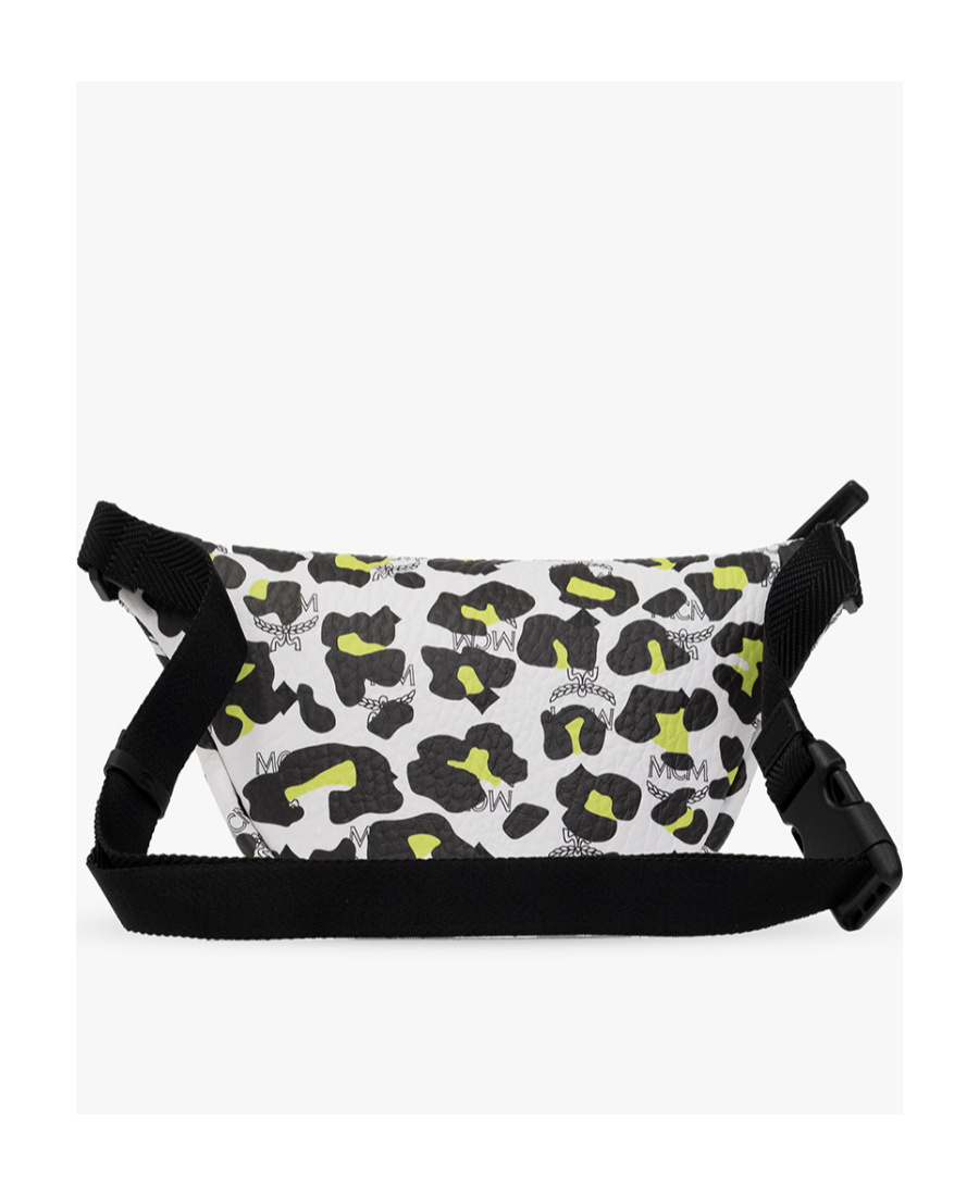 Mcm Leopard Printed Zipped Belted Bag In Black
