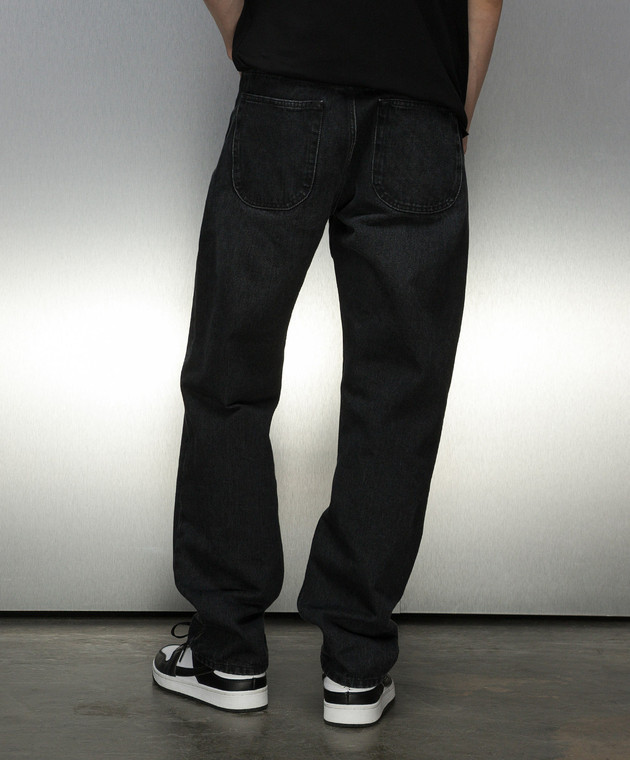 Off-white Arr Tab Logo-patch Tapered Jeans In Black