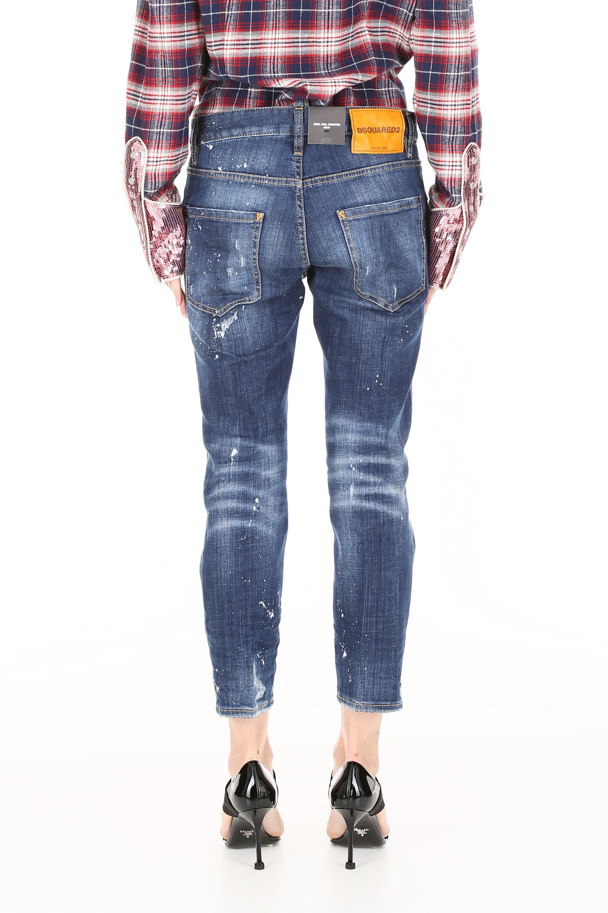 Shop Dsquared2 Imitation Nine-cent Cotton Jeans In Blue