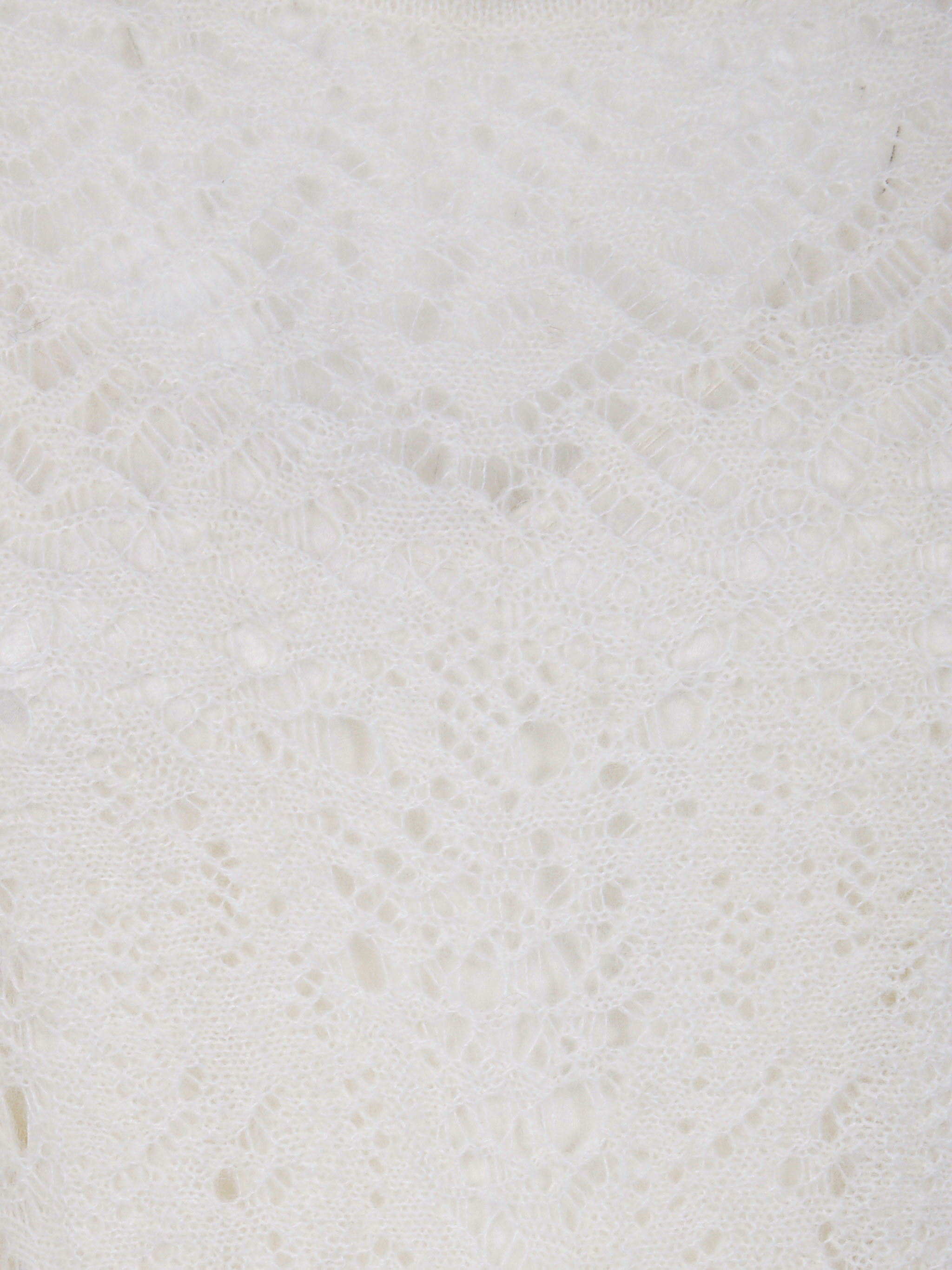 D Exterior Open-knit Long-sleeve Midi Dress In White