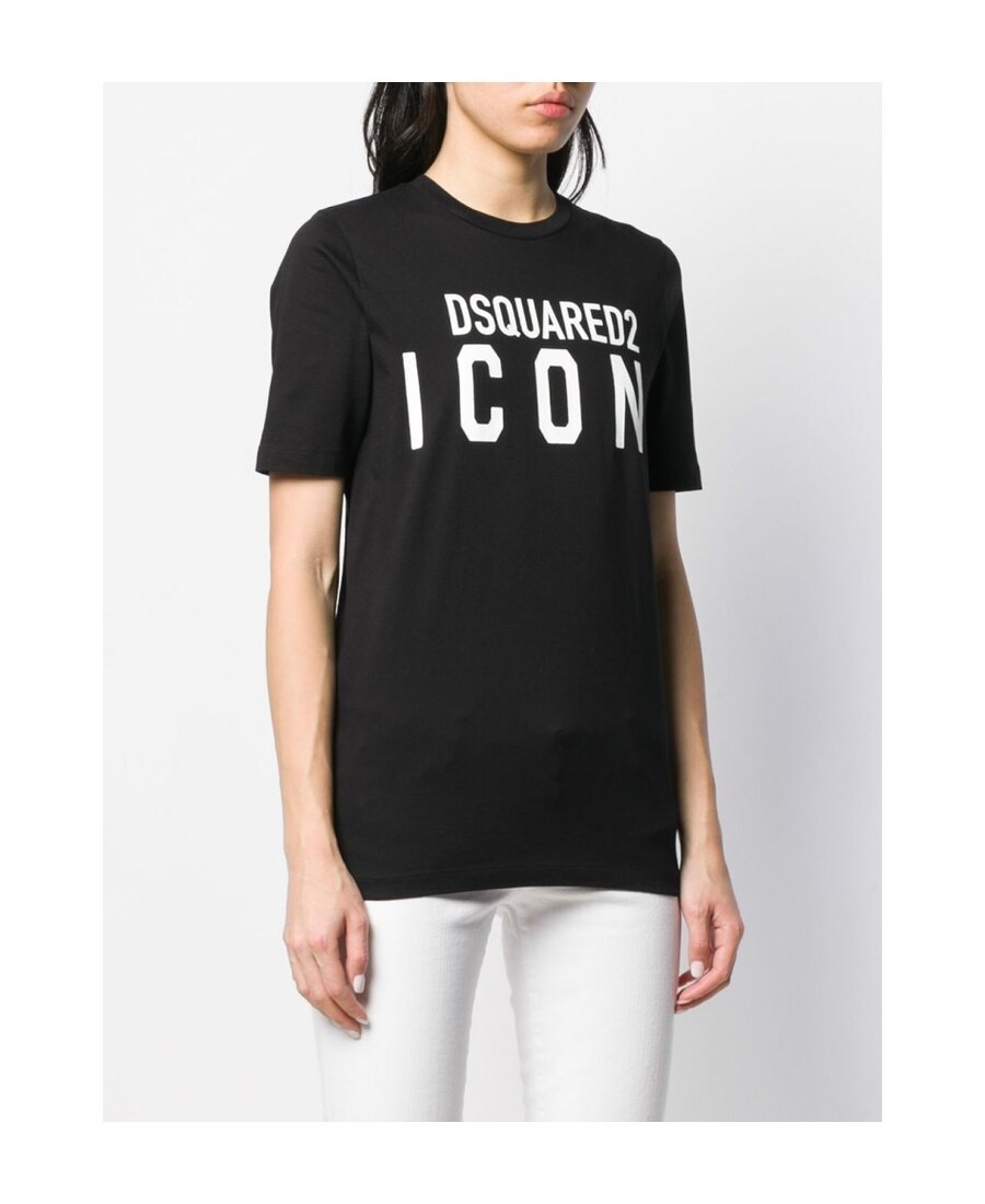 Dsquared2 Icon Logo Printed Crewneck T-shirt In Black