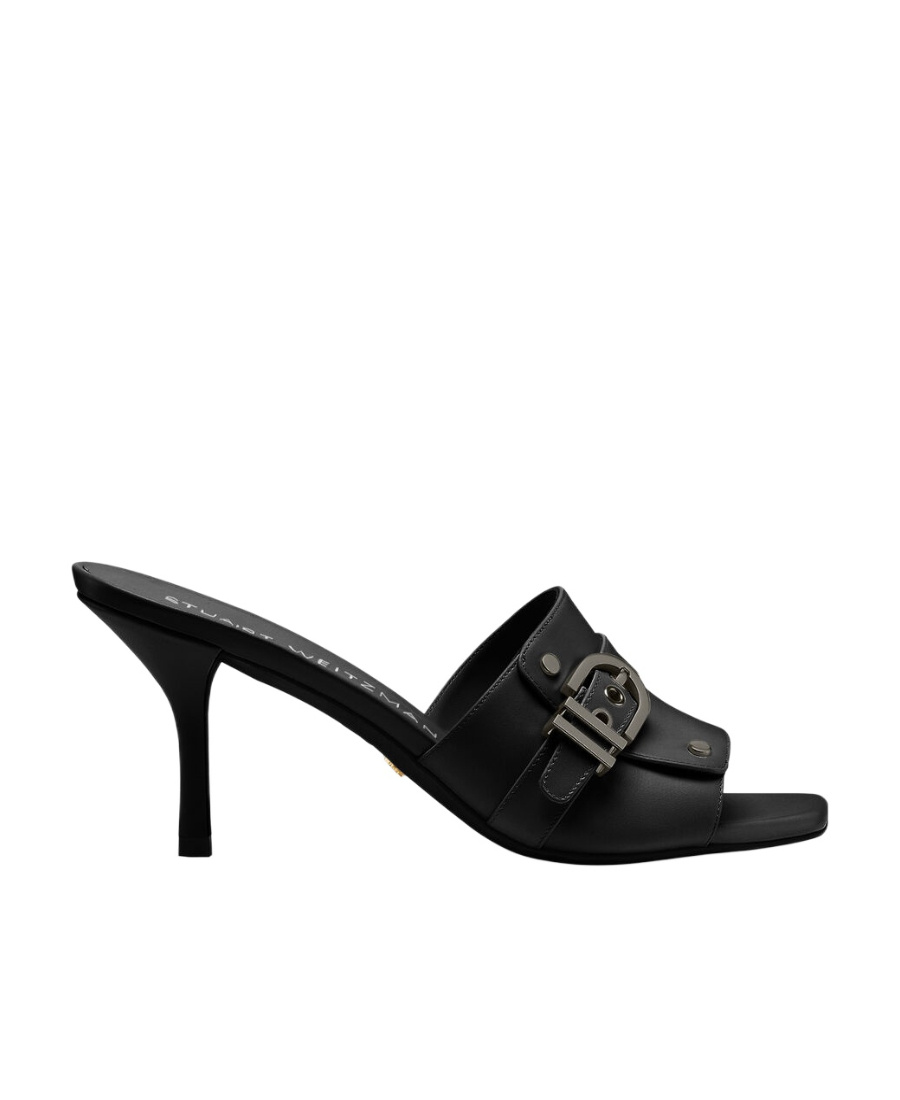 Stuart Weitzman Square-headed High-heeled Sandals In Black
