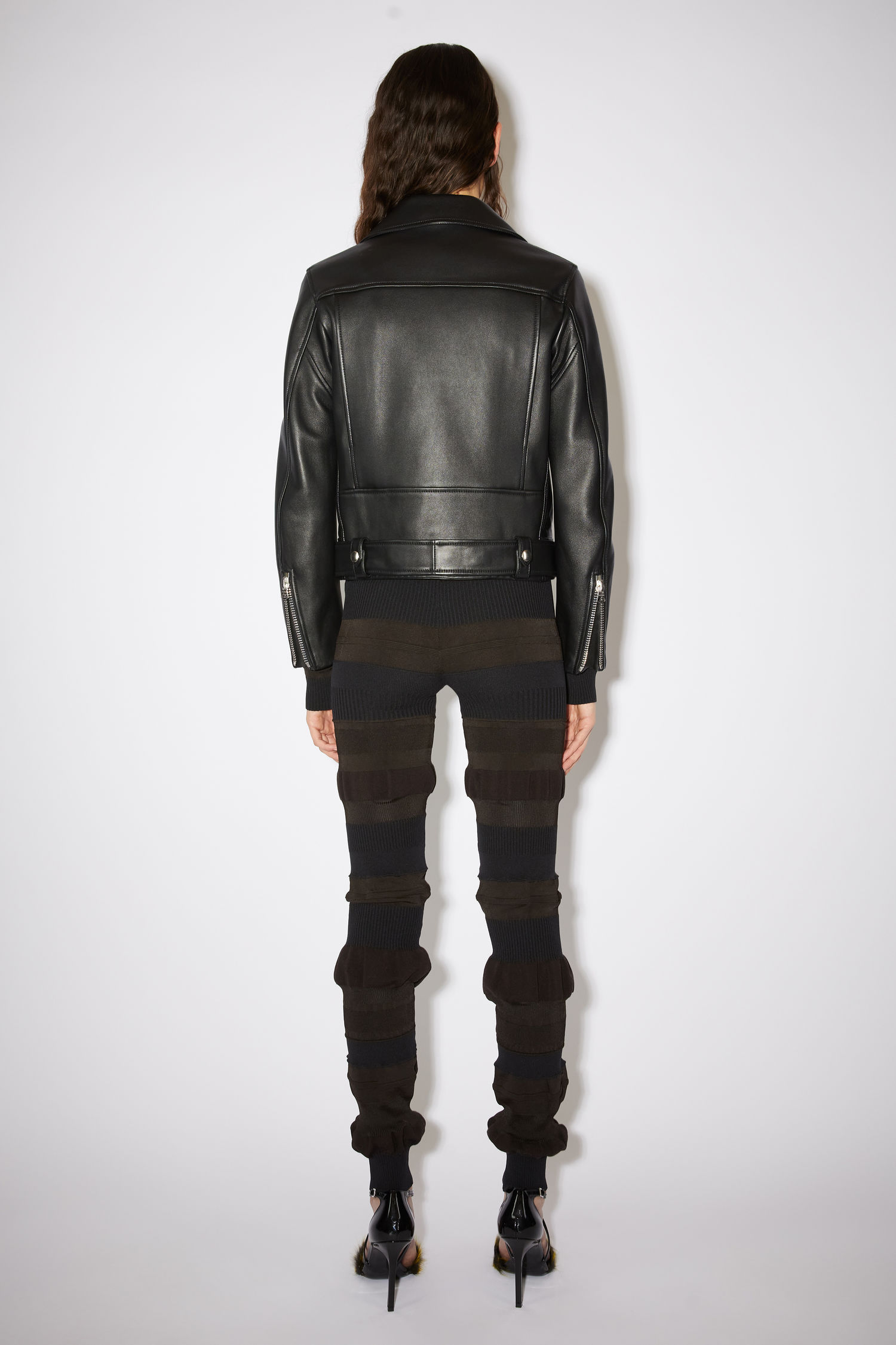 Acne Studios Black Leather Mock Biker Jacket In Black