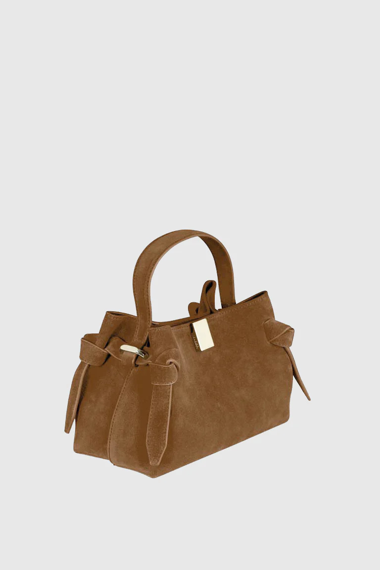 Yuzefi Gyoza Suede Cross Body Bag In Brown