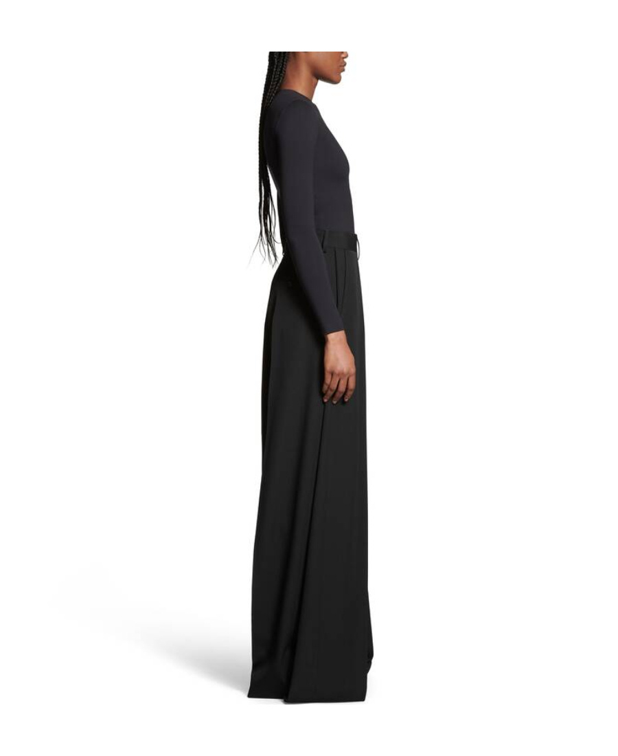 Balenciaga Double Front Wool Trousers In Black