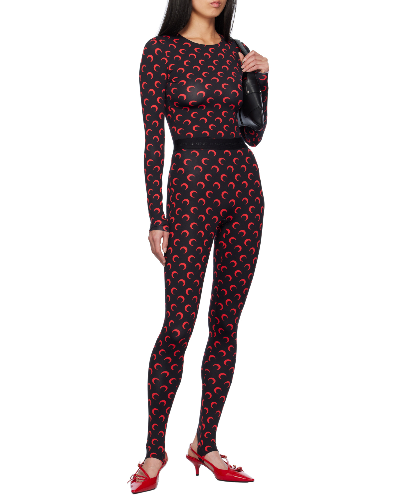 Marine Serre Recycled Jersey Moon Stirrup Leggings In Black