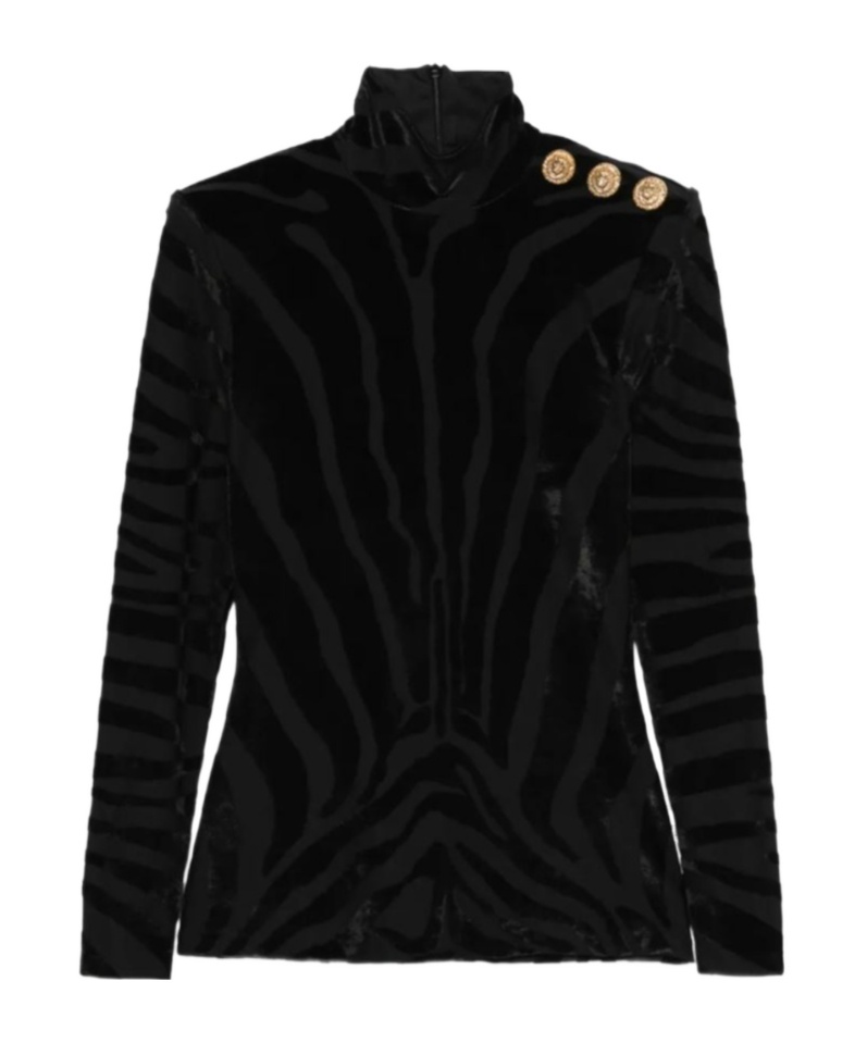 Balmain Zebra-print Top In Black