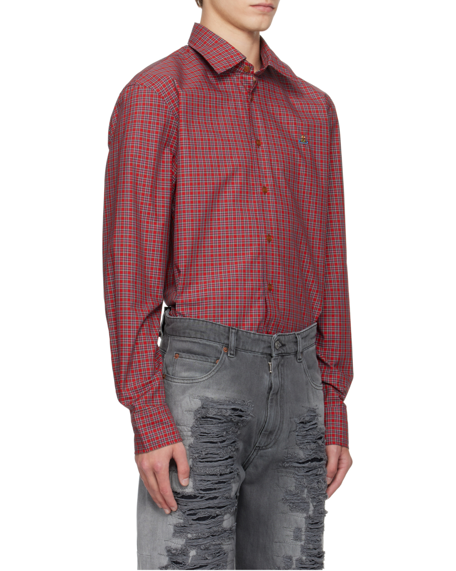 Vivienne Westwood Checked Long-sleeved Shirt In Red