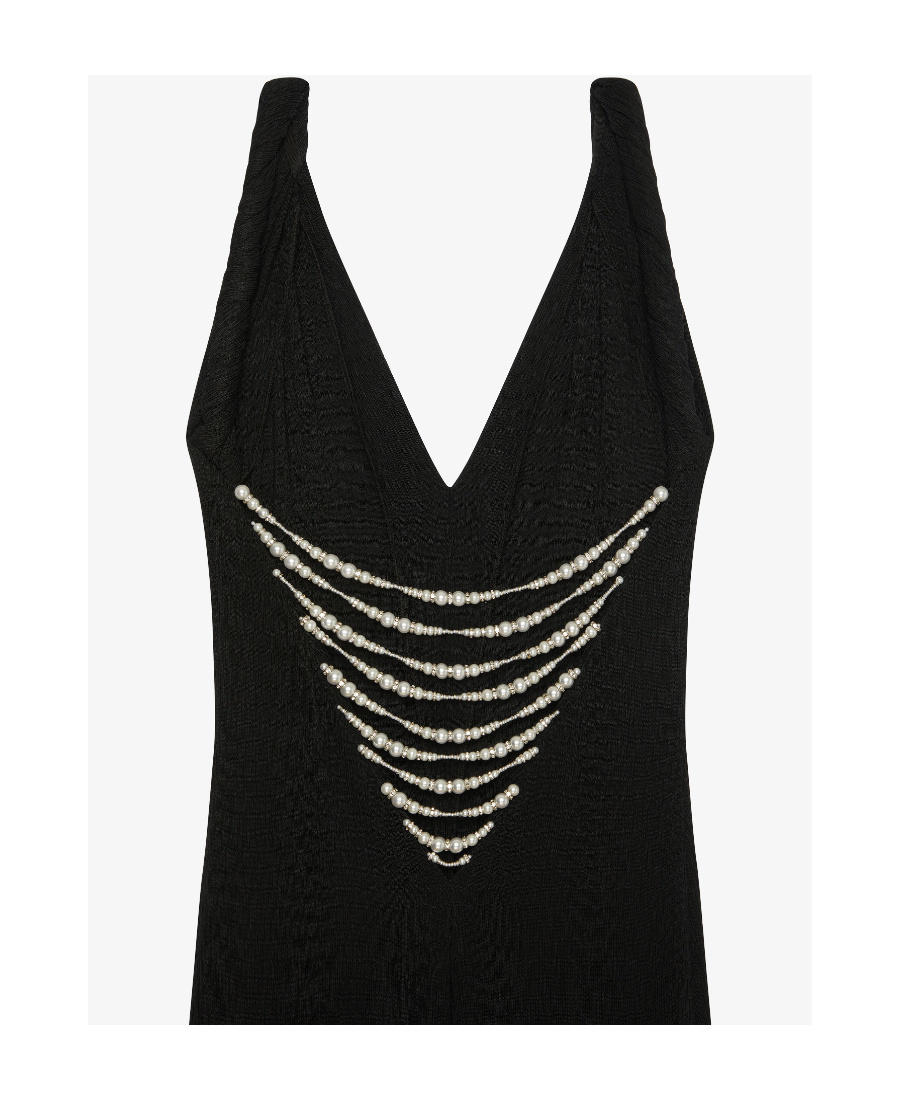 GIVENCHY DRESS WITH TWISTED STRAPS IN JERSEY WITH PEARLS AND CRYSTALS
