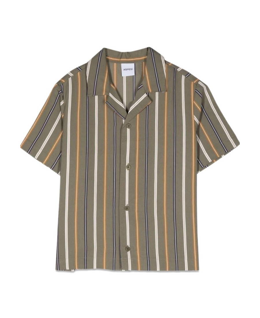 Aspesi Striped Short-sleeve Shirt In Gray