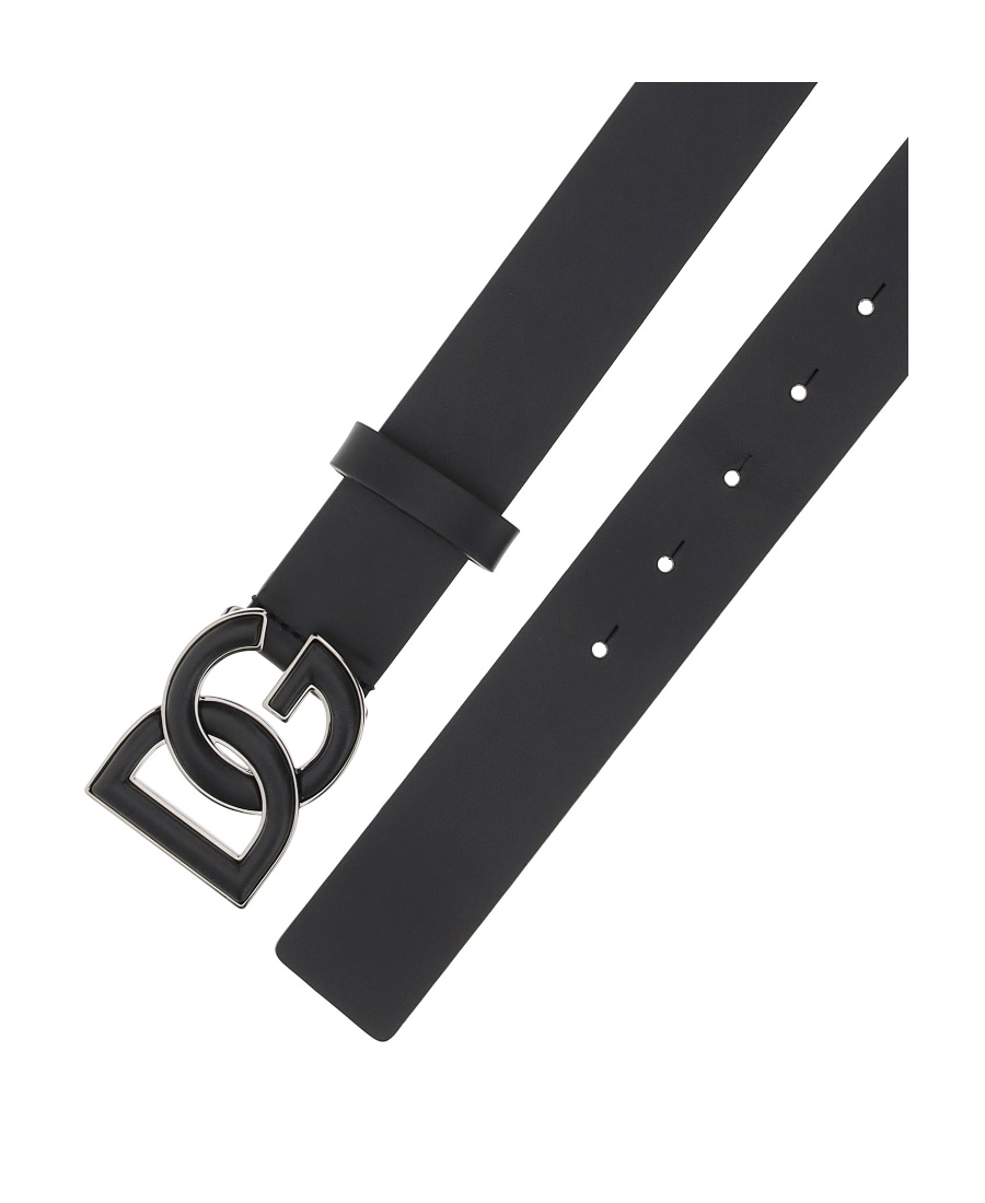 Shop Dolce & Gabbana Dg Logo Plaque Belt In Black