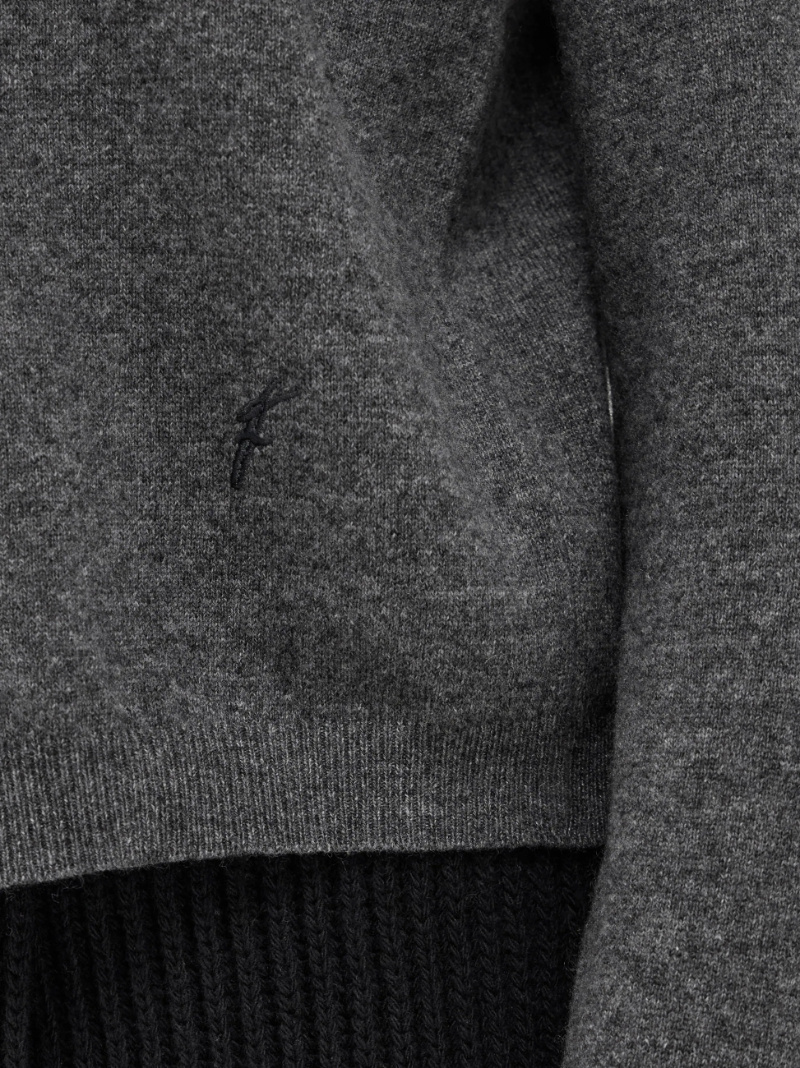 Ferragamo Dark Grey Stretch Cashmere Blend Cardigan In Gray