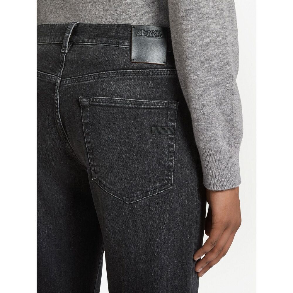 Shop Zegna Belt-loop Jeans In Black