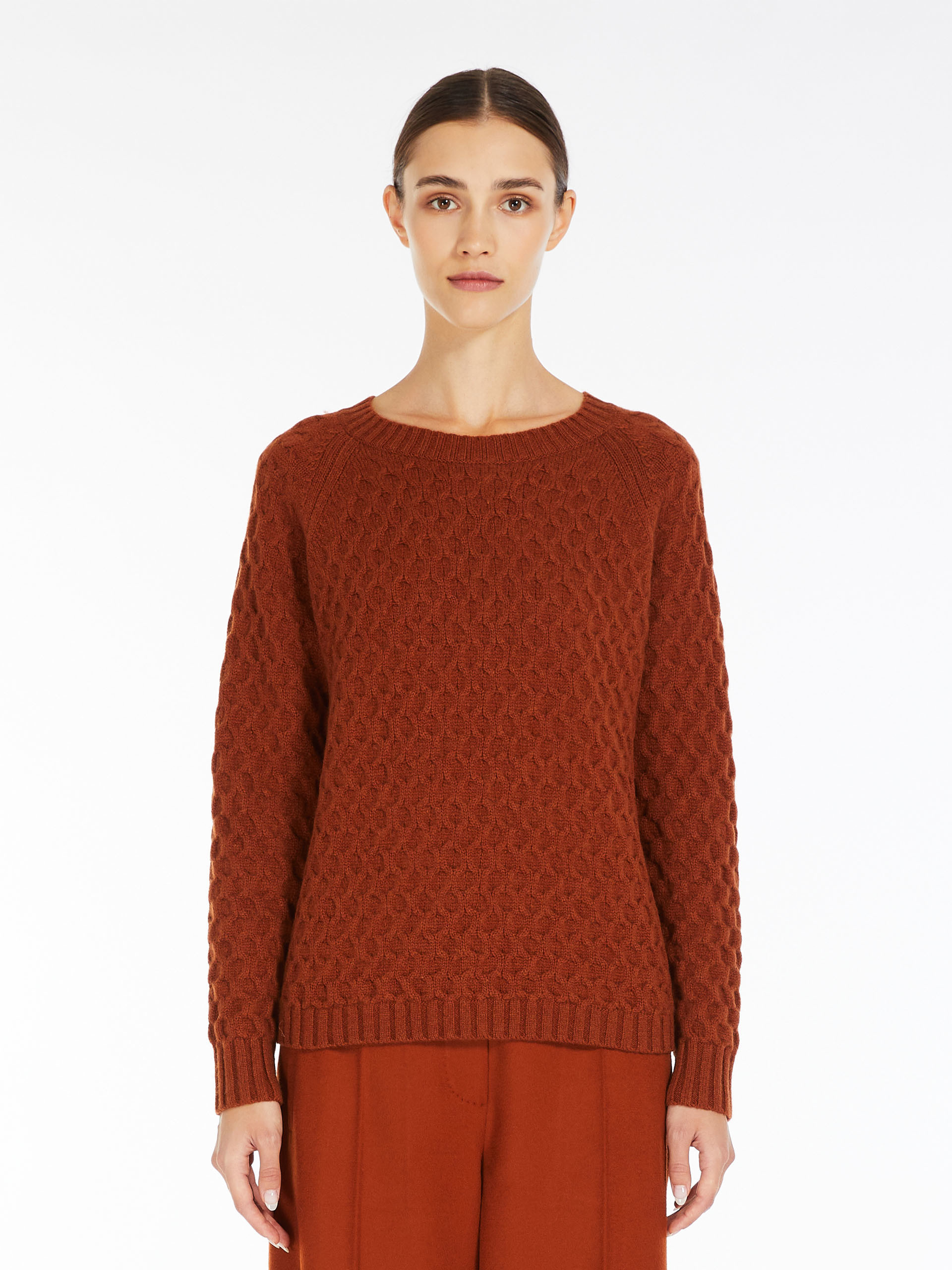 Shop Max Mara Wool Cashmere Knitted Sweater In Brown