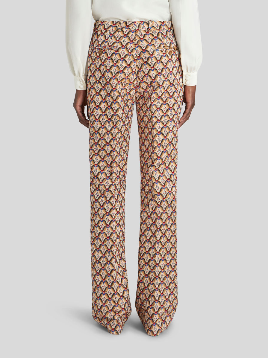 Etro Floralia -jacquard Trousers In Nude