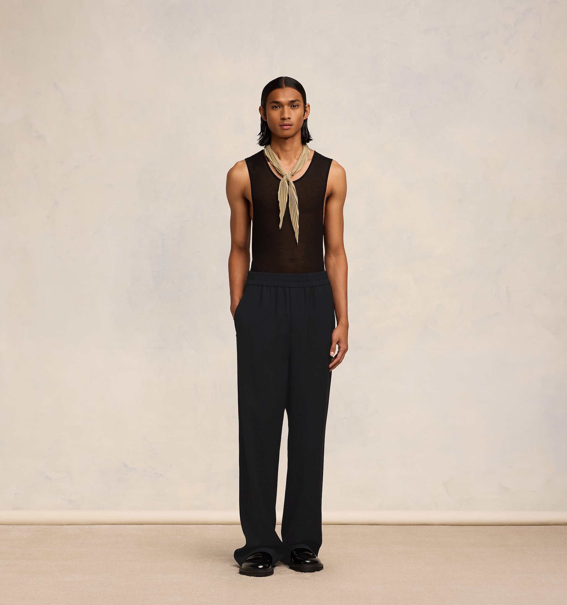 AMI ALEXANDRE MATTIUSSI AMI PARIS AMI DE COEUR RUCHED DETAIL WIDE LEG TROUSERS