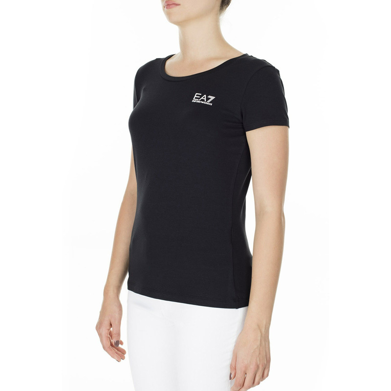 Shop Ea7 T-shirt With Round Neck And Short Sleeves In Black