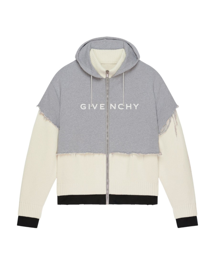 Givenchy Archetype Overlapping Effect Hooded Casual Jacket In Gray