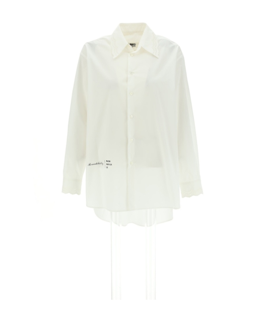 Mm6 Maison Margiela Scallop-hem Button-down Shirt In White