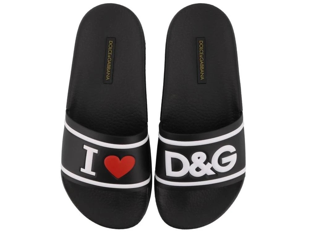 Dolce & Gabbana Elegant Black Leather Slide Sandals For Her In Black