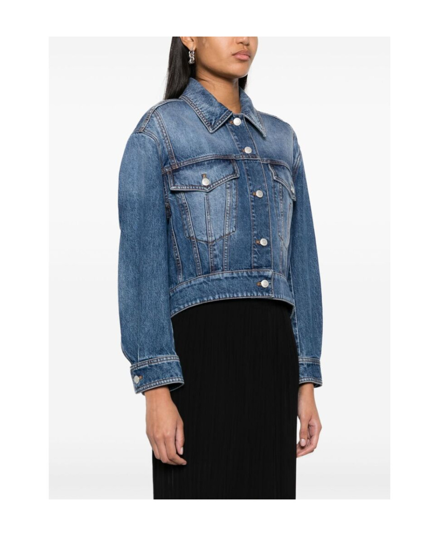 Alexander Mcqueen Cropped Denim Jacket In Blue