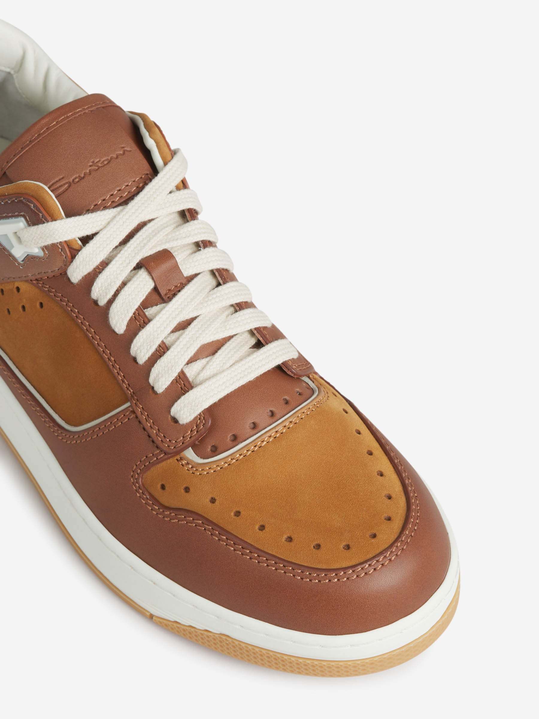Santoni Laced Sneakers In Brown