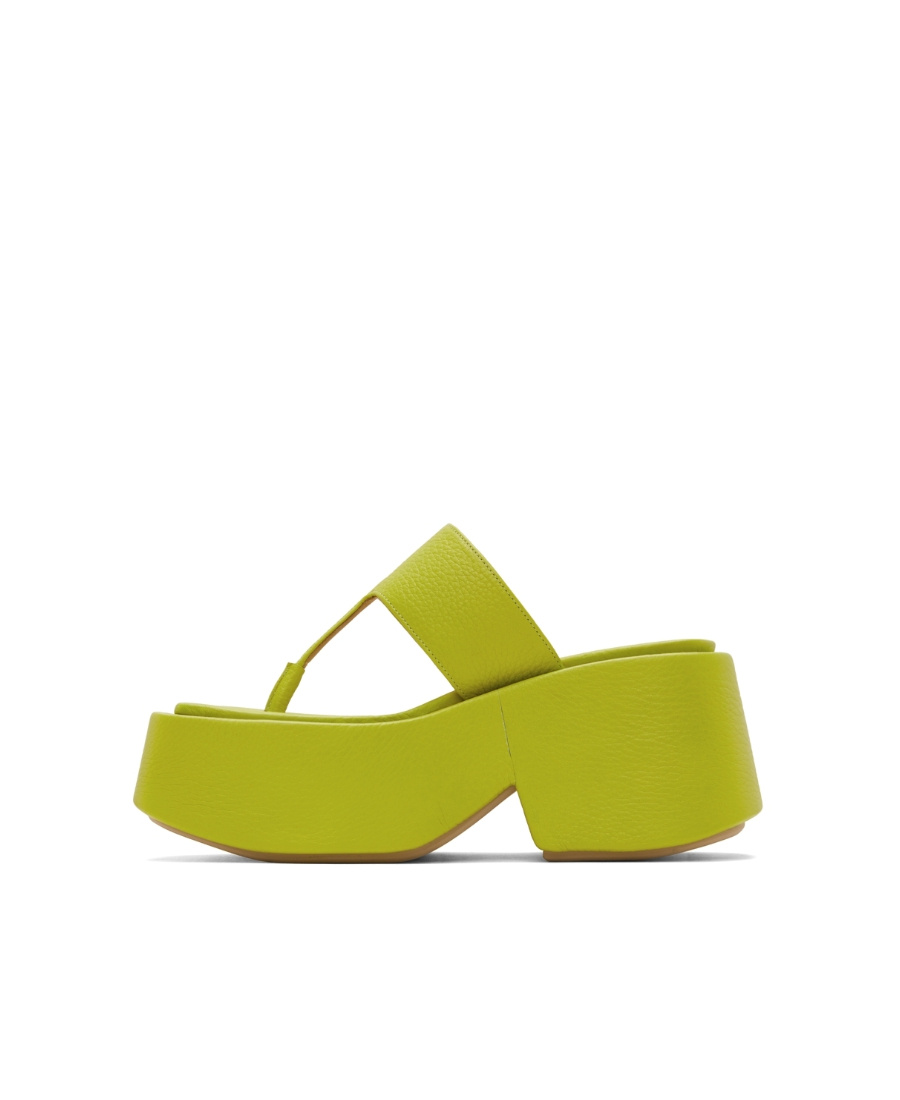 Marsèll Woman Thong Sandal Lime Green Size 8 Soft Leather In Green