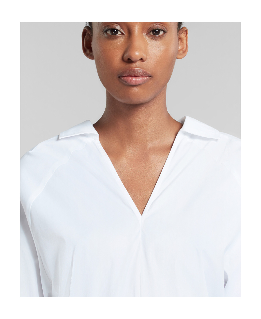 Marni V-neck Cotton Blouse In White
