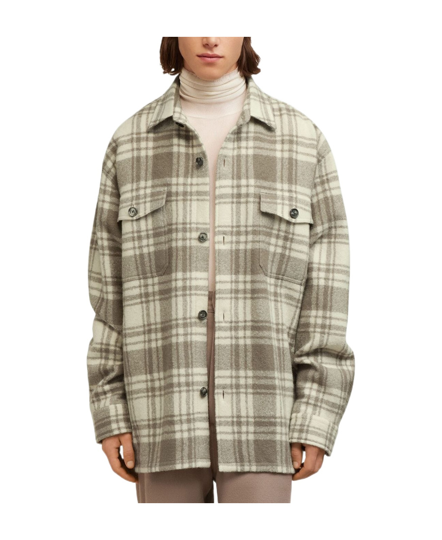 Ami Alexandre Mattiussi Ami Paris Checked Buttoned-up Overshirt In Nude