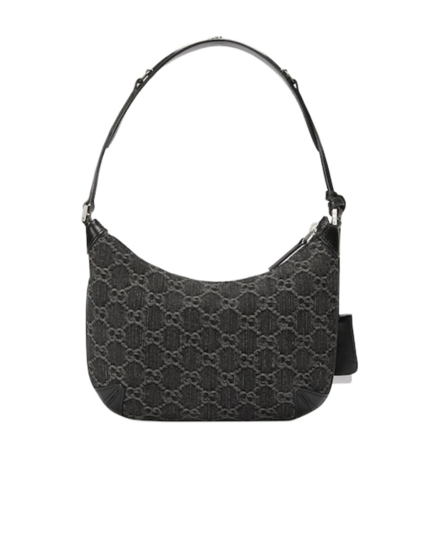 Gucci Monogrammed Denim Shoulder Bag In Black