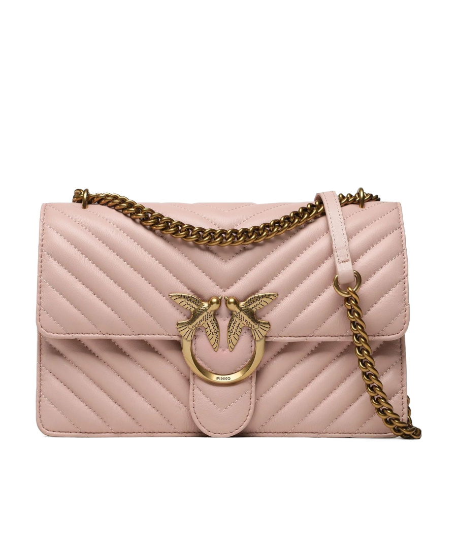 Pinko Logo Shoulder Bag In Nude