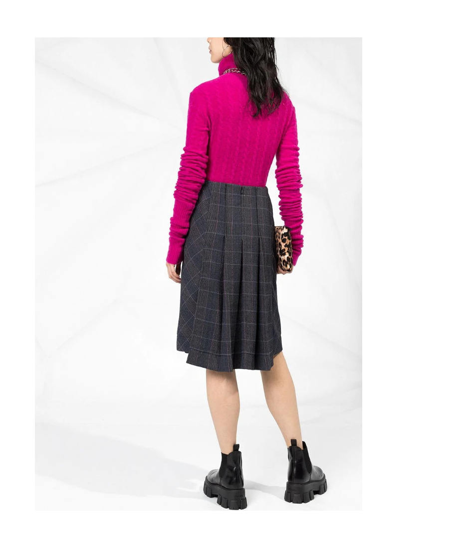Chloé Checked Pleated Skirt In Black