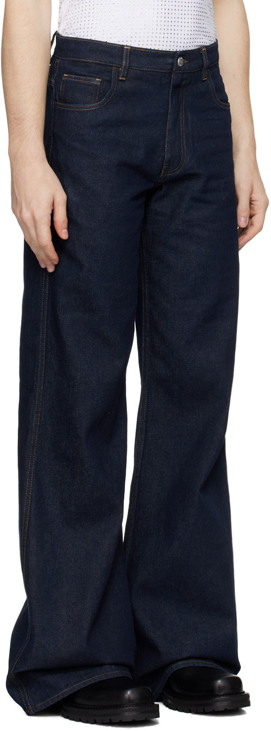 Coperni Navy Wide Leg Jeans In Black