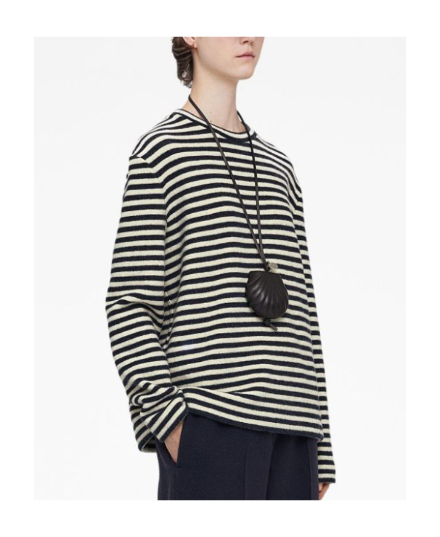 Jil Sander Gestreiftes T-shirt Mit Logo-patch In Black