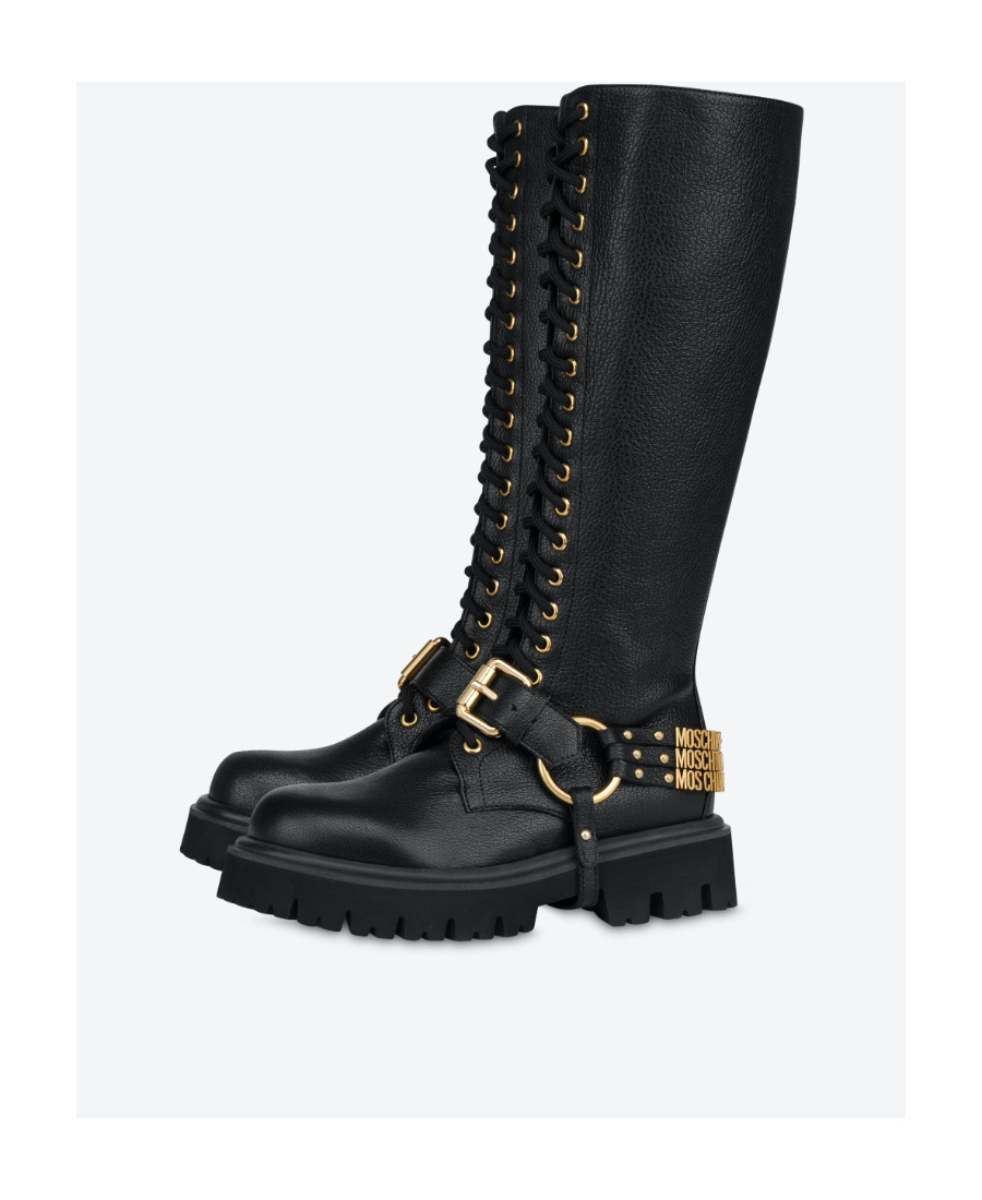 Moschino Lace-up Boots In Black