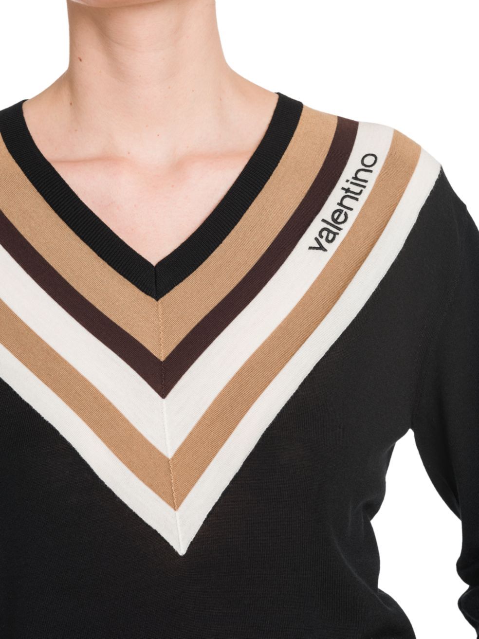 Valentino Chevron Stripe-print Jumper In Black