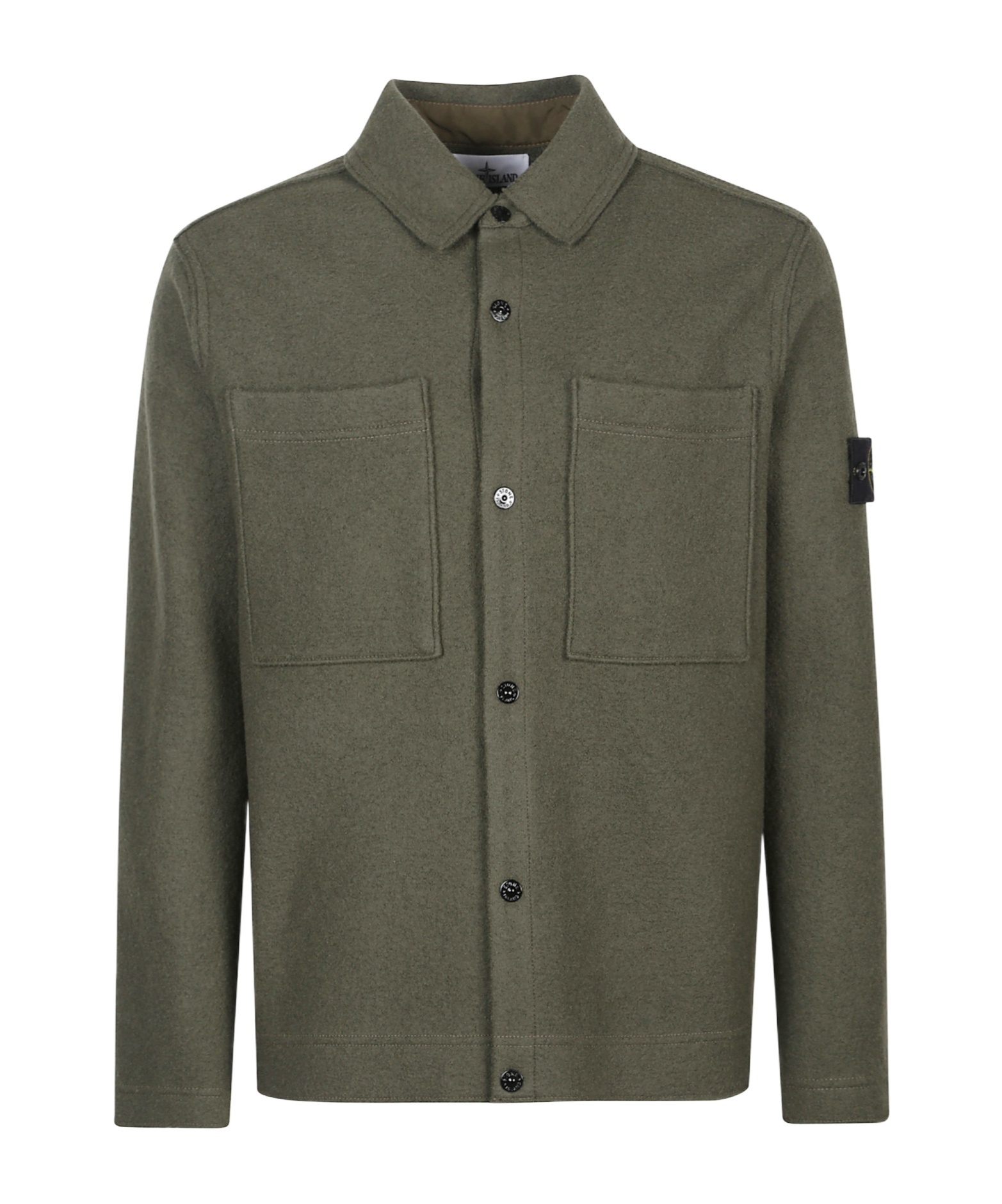 Stone Island Men's Wool Blend Snap Front Overshirt In Green
