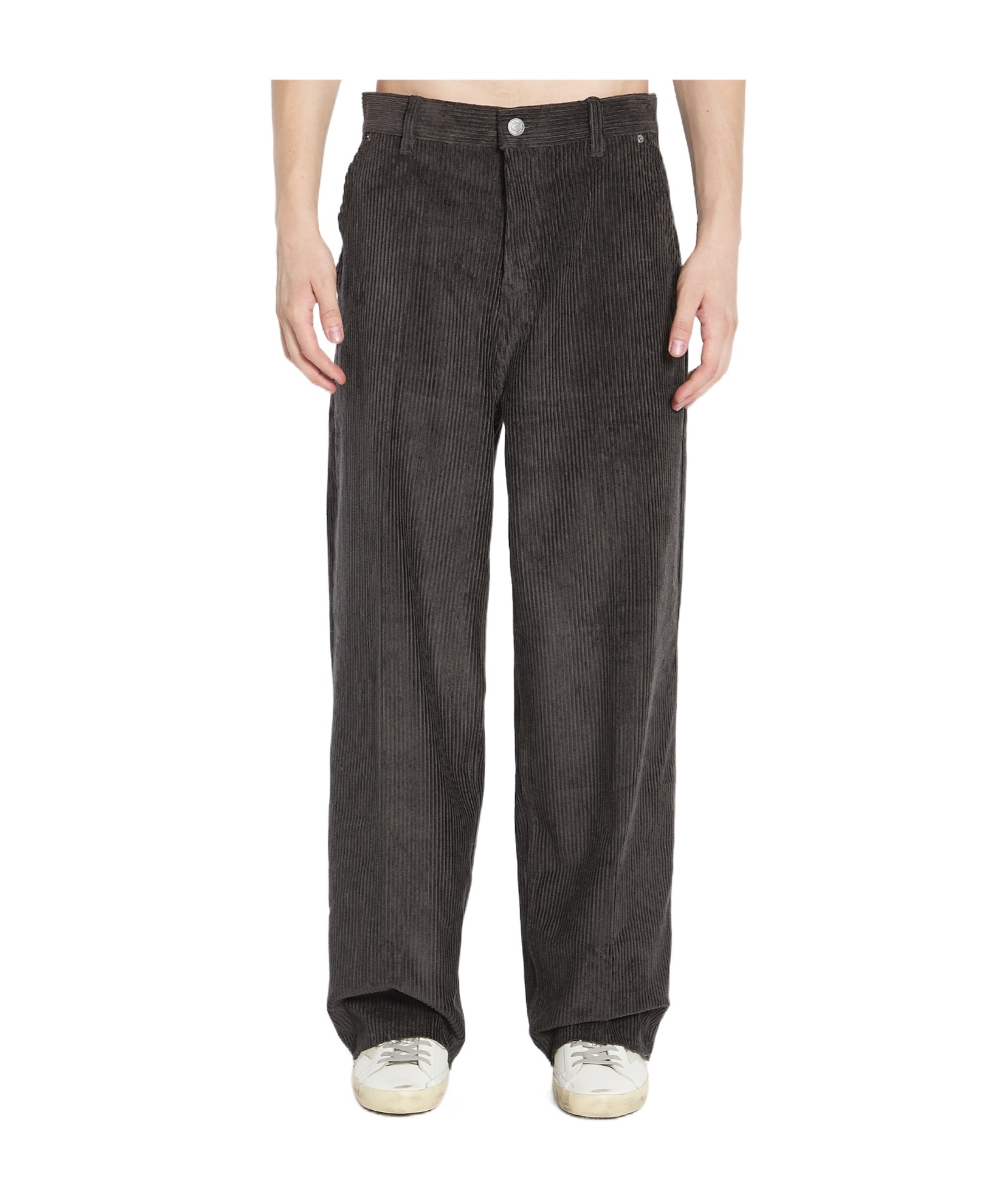 Ami Alexandre Mattiussi Ami Paris Grey Corduroy Wide-leg Trousers Ami Paris In Gray