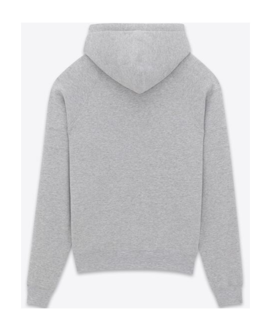 Saint Laurent Grey Hoodie With Cassandre Embroidery In Cotton Woman In Gray