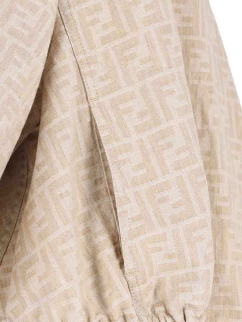 Fendi Ff-pattern Drawstring Jacket In Neutral