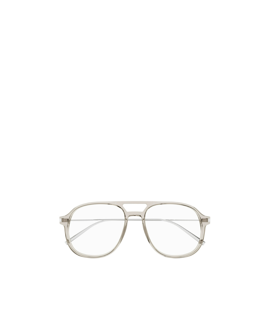 Saint Laurent Logo-debossed Pilot-frame Glasses In Nude