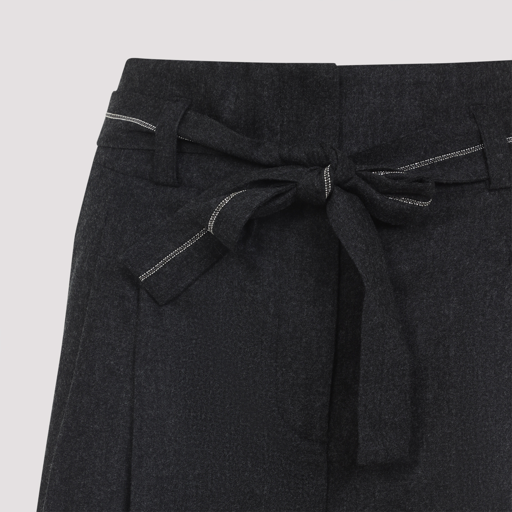 Peserico High-waisted Wide-leg Trousers With Self-tie Belt In Black