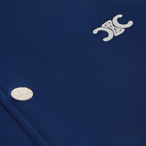 Celine Teddy Jacket In Double Face Jersey In Blue