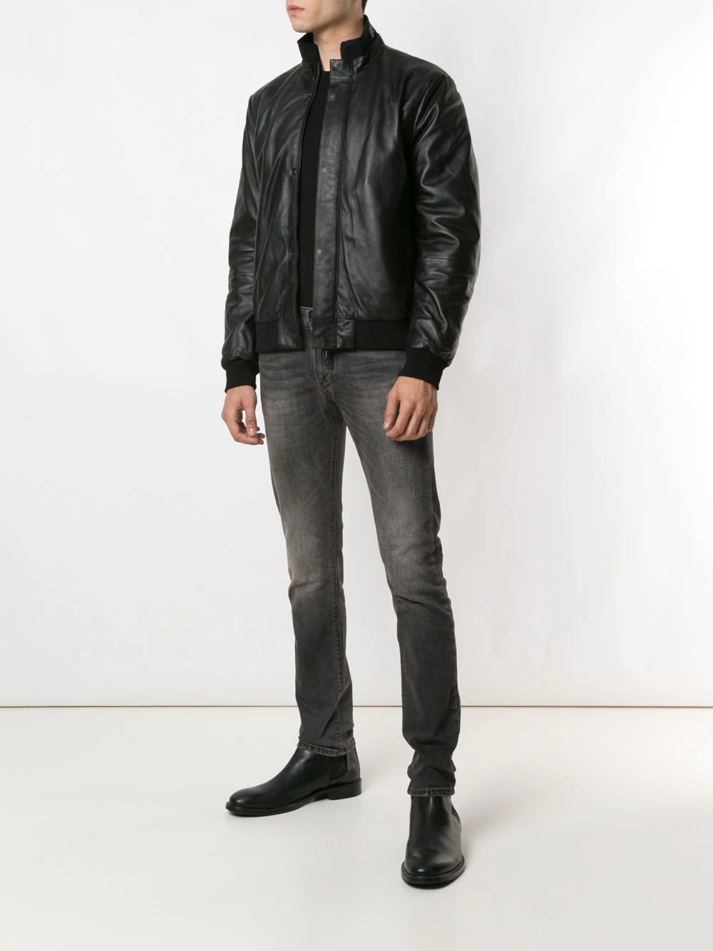 Emporio Armani Blouson Aus Nylon Mit Durchgehender Mikro-stickerei Mit Adler-motiv In Black