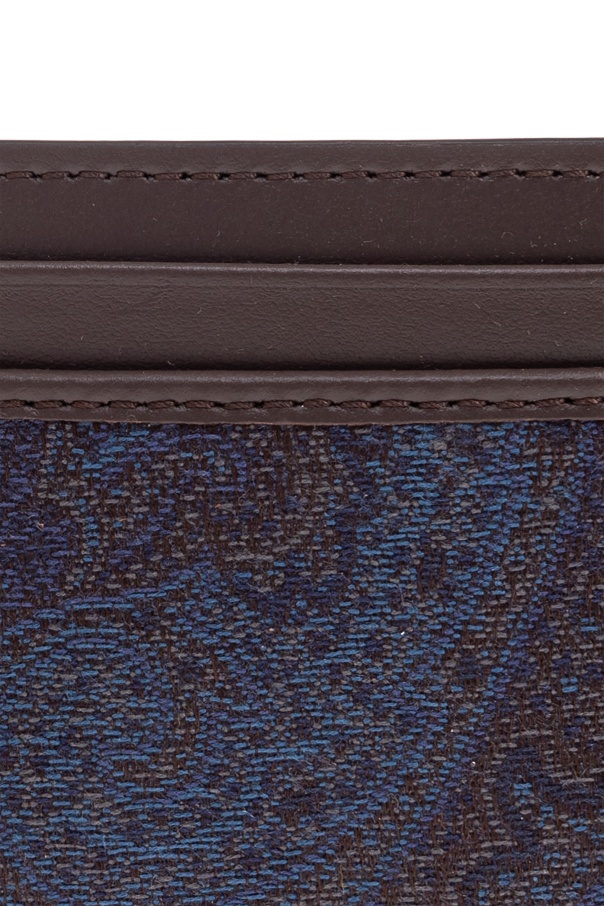 Etro Paisley-pattern Leather Cardholder In Black