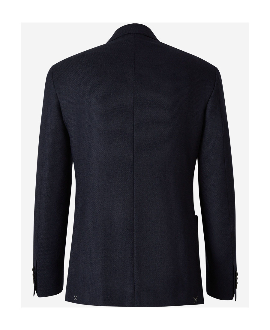 Canali Peak-lapels Wool-blend Blazer In Black