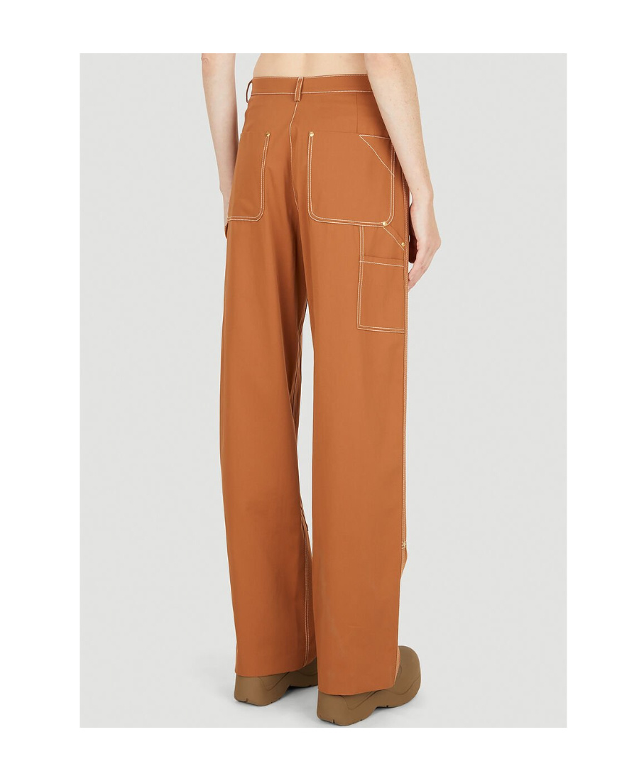Stella Mccartney Trousers With Buckle And Pockets In Brown